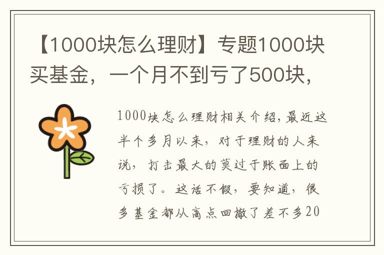 【1000塊怎么理財】專題1000塊買基金，一個月不到虧了500塊，怎么辦？