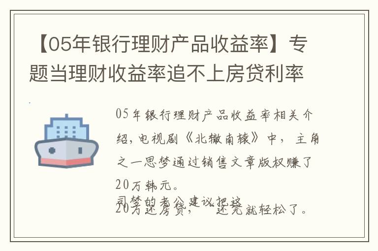 【05年銀行理財產品收益率】專題當理財收益率追不上房貸利率，你會提前還房貸嗎？