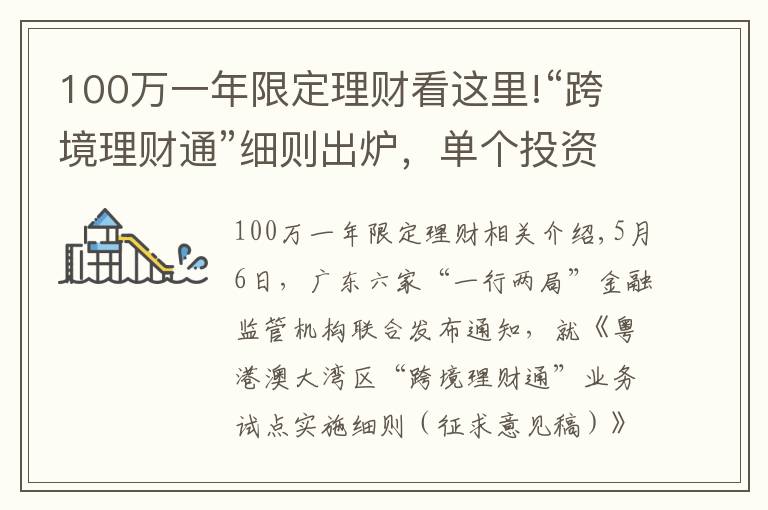 100萬(wàn)一年限定理財(cái)看這里!“跨境理財(cái)通”細(xì)則出爐，單個(gè)投資者限額100萬(wàn)