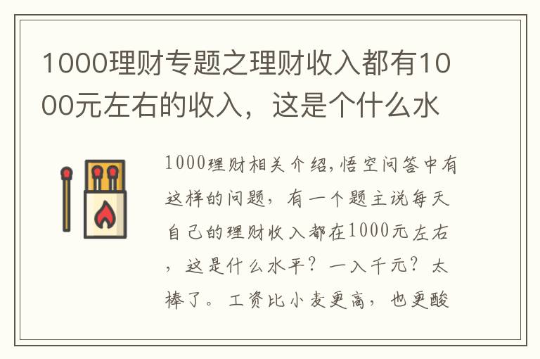 1000理財(cái)專(zhuān)題之理財(cái)收入都有1000元左右的收入，這是個(gè)什么水平？