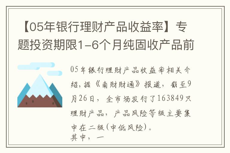 【05年銀行理財產(chǎn)品收益率】專題投資期限1-6個月純固收產(chǎn)品前十名年化收益均超4%，興銀理財包攬冠亞軍丨機警理財日報（9月28日）