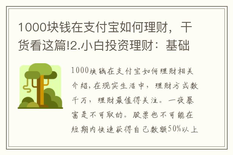 1000塊錢在支付寶如何理財(cái)，干貨看這篇!2.小白投資理財(cái)：基礎(chǔ)基金知識(shí)，以支付寶基金為例