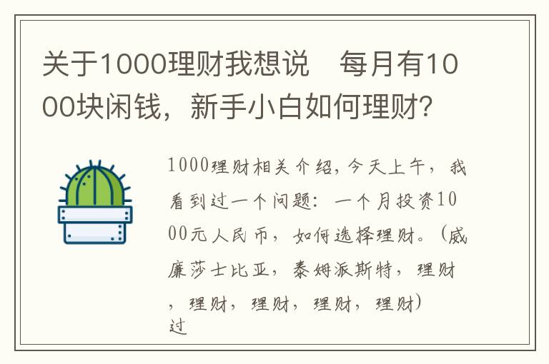 關(guān)于1000理財(cái)我想說?每月有1000塊閑錢，新手小白如何理財(cái)？