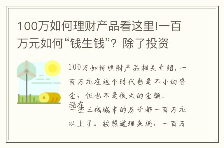 100萬(wàn)如何理財(cái)產(chǎn)品看這里!一百萬(wàn)元如何“錢生錢”？除了投資房產(chǎn)，還能試試什么？