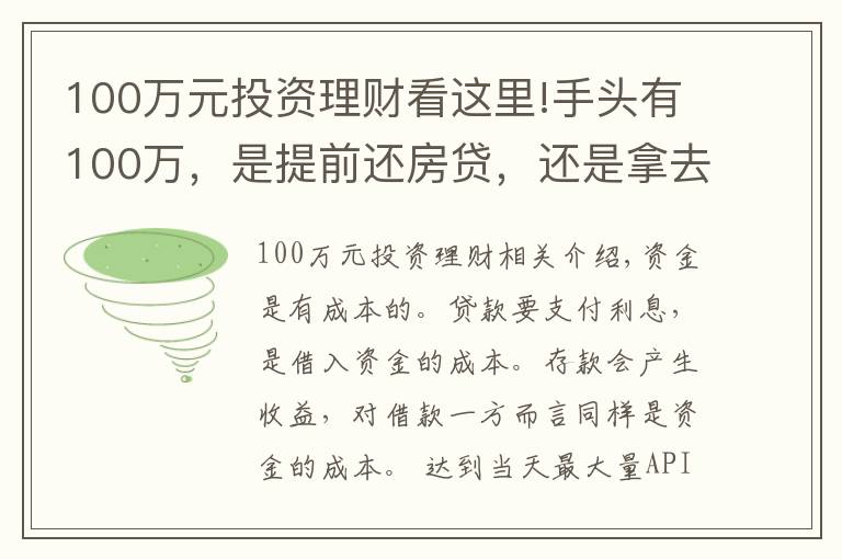 100萬元投資理財看這里!手頭有100萬，是提前還房貸，還是拿去投資理財？