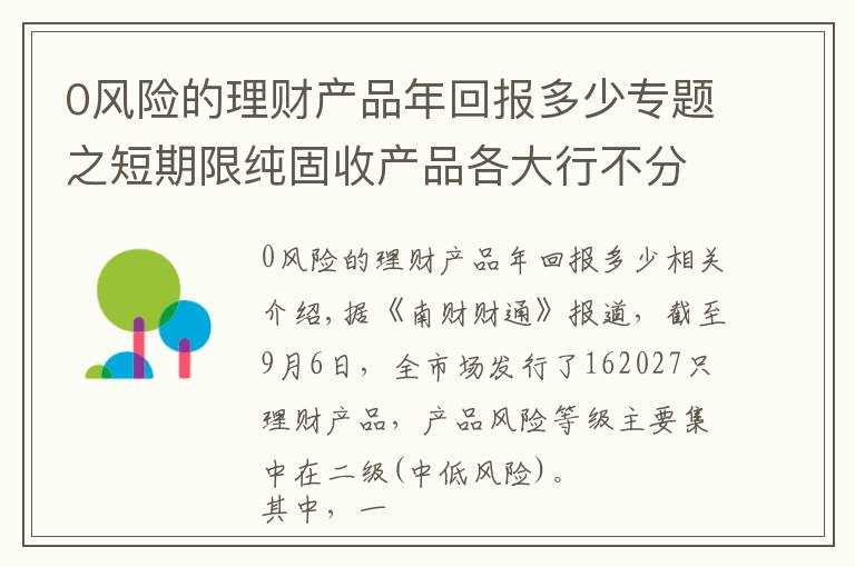 0風(fēng)險的理財產(chǎn)品年回報多少專題之短期限純固收產(chǎn)品各大行不分伯仲，蘇銀理財為唯一上榜城商行理財子丨機(jī)警理財日報（9月7日）