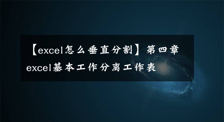 【excel怎么垂直分割】第四章excel基本工作分離工作表