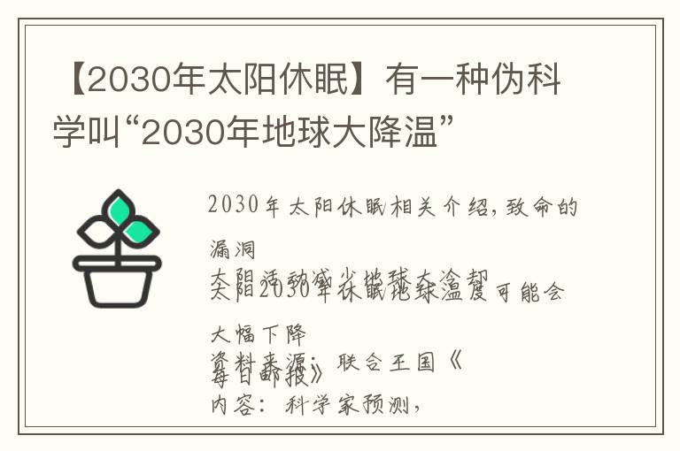 【2030年太陽休眠】有一種偽科學(xué)叫“2030年地球大降溫”