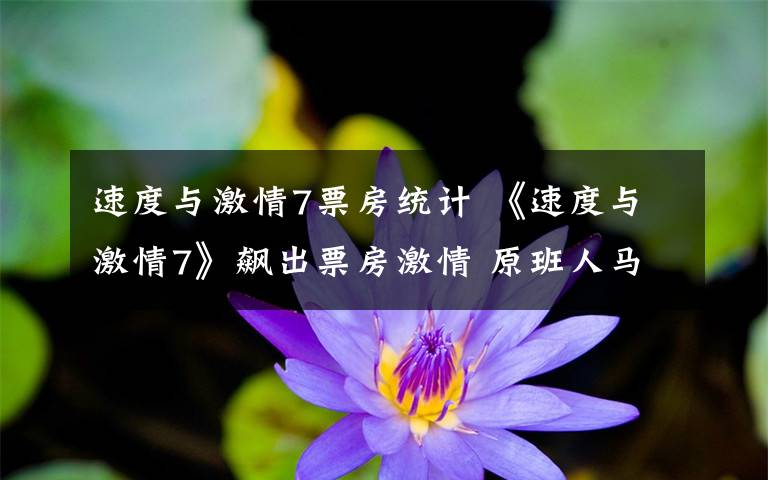 速度與激情7票房統(tǒng)計(jì) 《速度與激情7》飆出票房激情 原班人馬以牙還牙