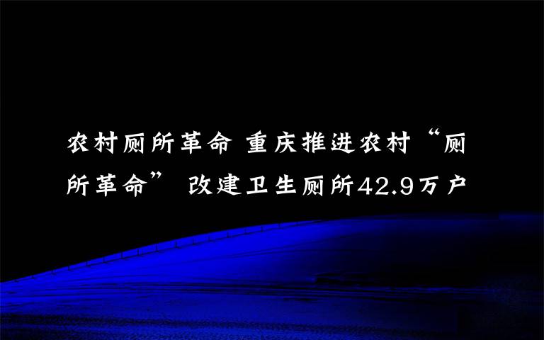 農(nóng)村廁所革命 重慶推進農(nóng)村“廁所革命” 改建衛(wèi)生廁所42.9萬戶