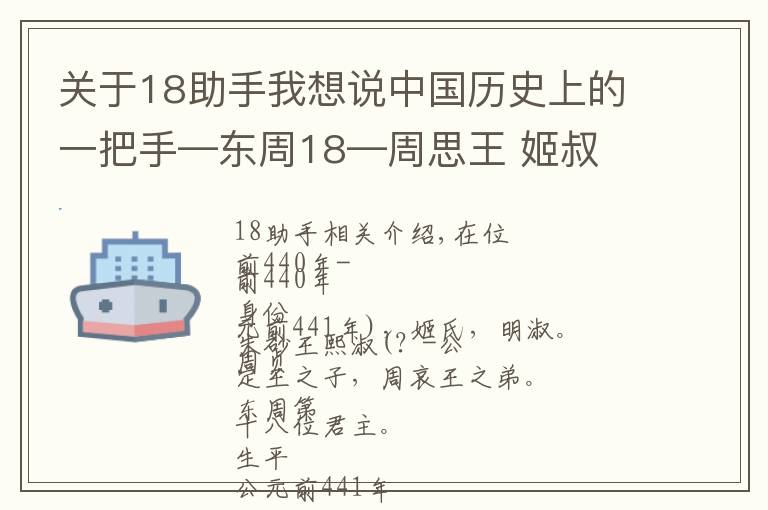 關于18助手我想說中國歷史上的一把手—東周18—周思王 姬叔