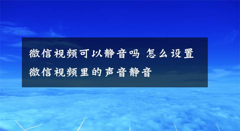 微信視頻可以靜音嗎 怎么設(shè)置微信視頻里的聲音靜音