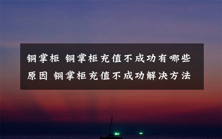 銅掌柜 銅掌柜充值不成功有哪些原因 銅掌柜充值不成功解決方法【圖文】