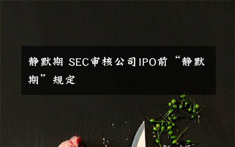 靜默期 SEC審核公司IPO前“靜默期”規(guī)定