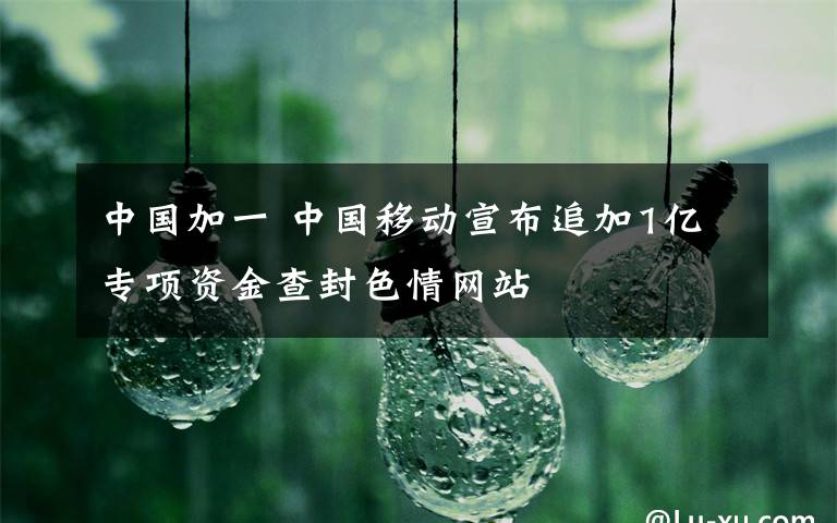 中國加一 中國移動宣布追加1億專項資金查封色情網(wǎng)站