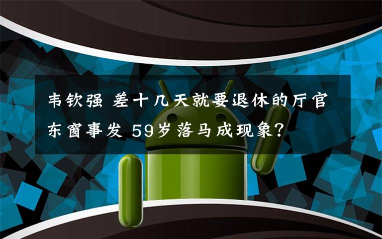 韋欽強(qiáng) 差十幾天就要退休的廳官東窗事發(fā) 59歲落馬成現(xiàn)象？