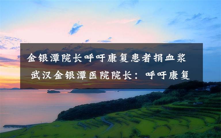 金銀潭院長呼吁康復(fù)患者捐血漿 武漢金銀潭醫(yī)院院長：呼吁康復(fù)患者捐血漿