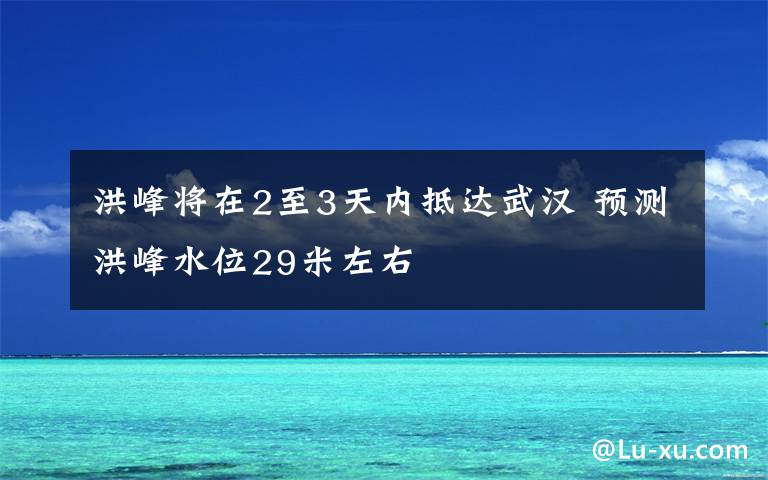 洪峰將在2至3天內(nèi)抵達(dá)武漢 預(yù)測(cè)洪峰水位29米左右