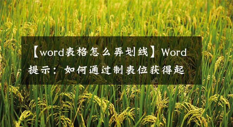 【word表格怎么弄劃線】Word提示：如何通過制表位獲得起始下劃線？