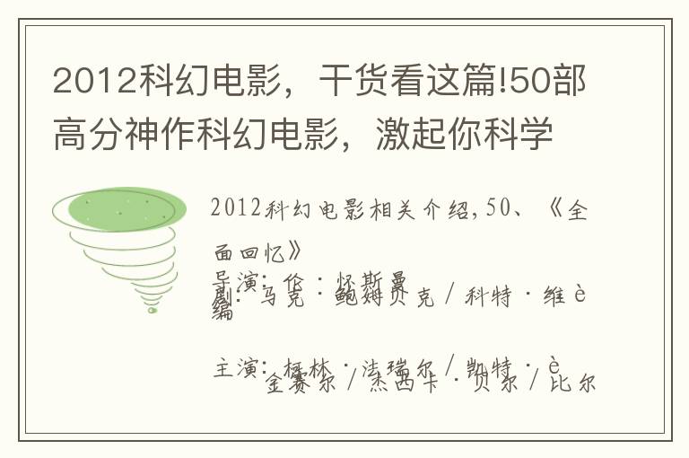 2012科幻電影，干貨看這篇!50部高分神作科幻電影，激起你科學細胞（上）