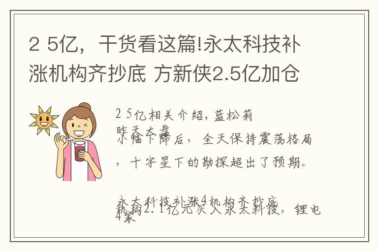 2 5億，干貨看這篇!永太科技補(bǔ)漲機(jī)構(gòu)齊抄底 方新俠2.5億加倉(cāng)士蘭微