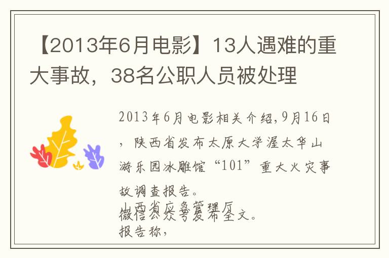 【2013年6月電影】13人遇難的重大事故，38名公職人員被處理