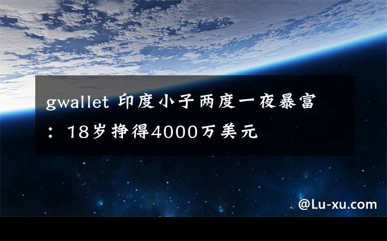 gwallet 印度小子兩度一夜暴富：18歲掙得4000萬美元