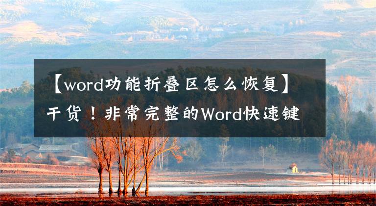 【word功能折疊區(qū)怎么恢復(fù)】干貨！非常完整的Word快速鍵，可大幅提升生產(chǎn)力