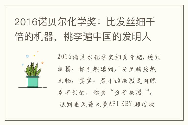 2016諾貝爾化學(xué)獎(jiǎng)：比發(fā)絲細(xì)千倍的機(jī)器，桃李遍中國的發(fā)明人