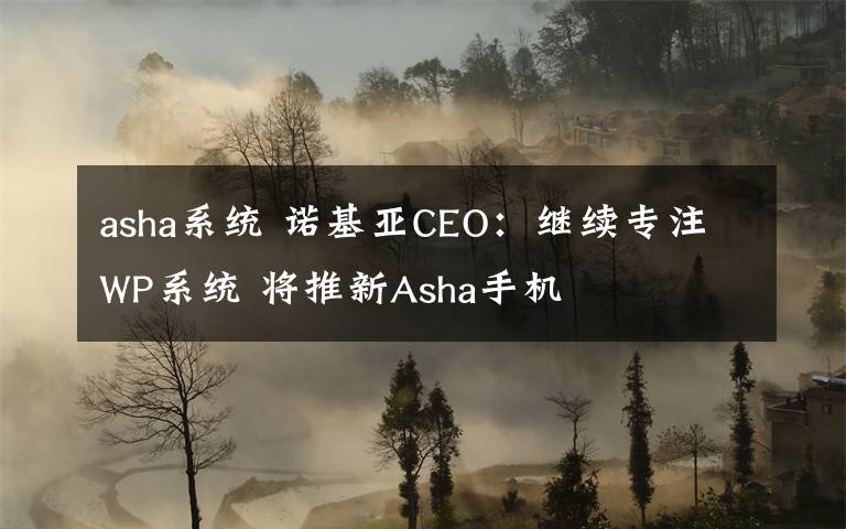 asha系統(tǒng) 諾基亞CEO：繼續(xù)專注WP系統(tǒng) 將推新Asha手機(jī)