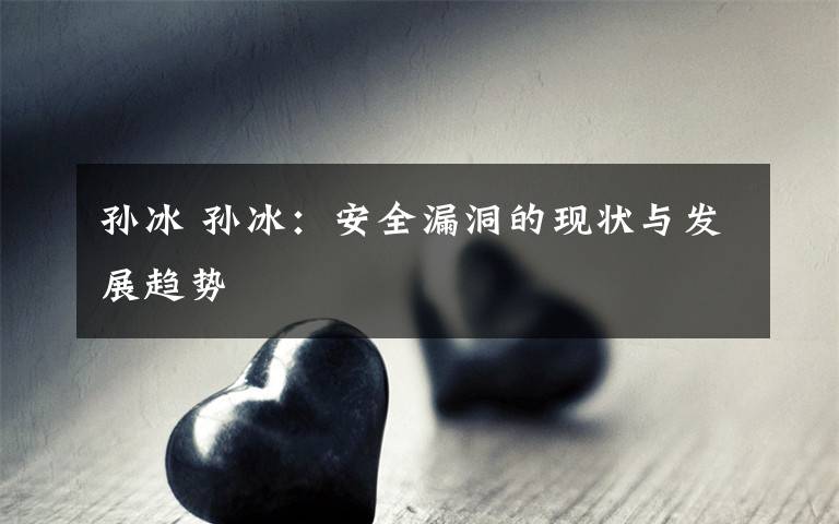 孫冰 孫冰：安全漏洞的現(xiàn)狀與發(fā)展趨勢