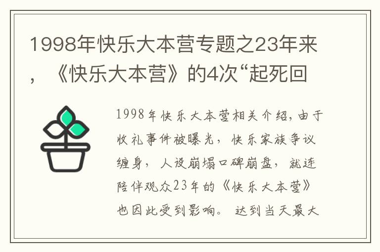 1998年快樂大本營(yíng)專題之23年來，《快樂大本營(yíng)》的4次“起死回生”，堪稱教科書級(jí)自救