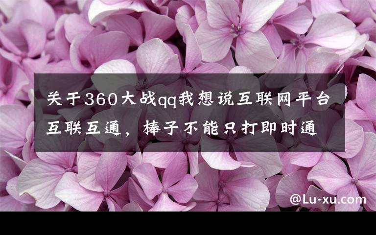 關(guān)于360大戰(zhàn)qq我想說互聯(lián)網(wǎng)平臺互聯(lián)互通，棒子不能只打即時通訊