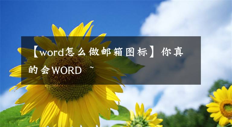 【word怎么做郵箱圖標(biāo)】你真的會(huì)WORD ~