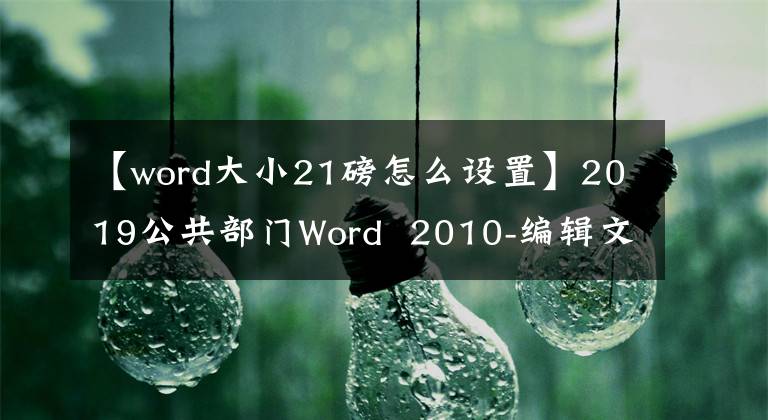 【word大小21磅怎么設(shè)置】2019公共部門Word 2010-編輯文件(1)