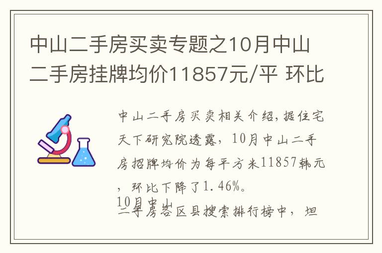 中山二手房買賣專題之10月中山二手房掛牌均價11857元/平 環(huán)比下跌1.46%