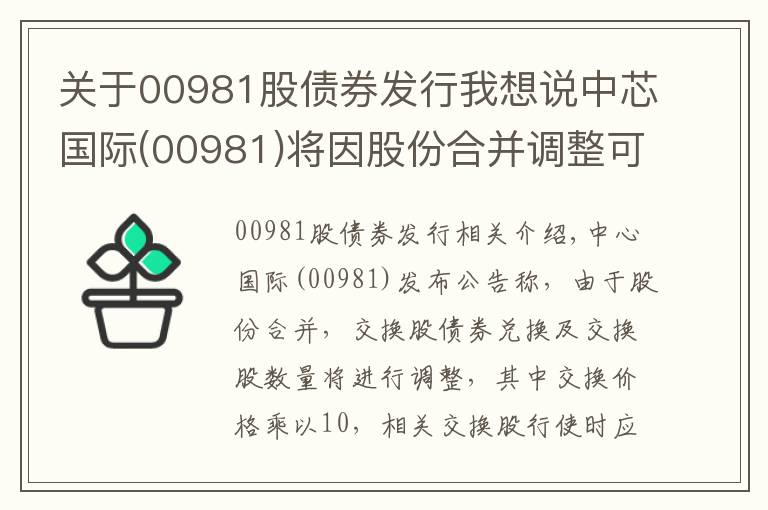 關(guān)于00981股債券發(fā)行我想說中芯國(guó)際(00981)將因股份合并調(diào)整可換股債券兌換價(jià)