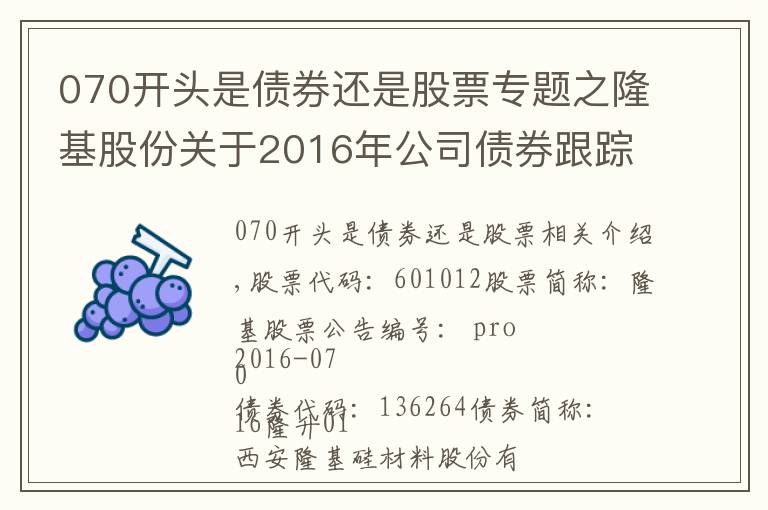 070開頭是債券還是股票專題之隆基股份關(guān)于2016年公司債券跟蹤評級結(jié)果的公告