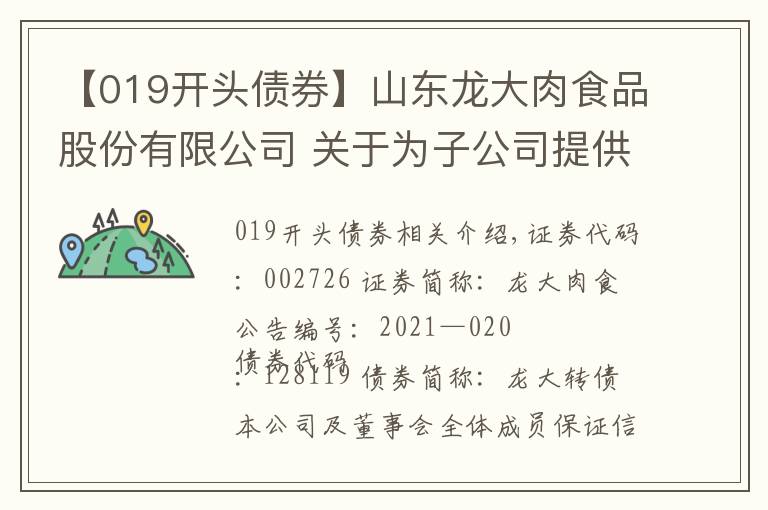 【019開頭債券】山東龍大肉食品股份有限公司 關(guān)于為子公司提供擔(dān)保的進(jìn)展公告