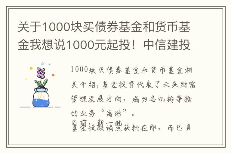 關(guān)于1000塊買債券基金和貨幣基金我想說(shuō)1000元起投！中信建投出大招，基金投顧產(chǎn)品上線京東金融，券業(yè)多以這兩種形式提供服務(wù) #熱點(diǎn)復(fù)盤#