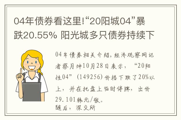 04年債券看這里!“20陽城04”暴跌20.55% 陽光城多只債券持續(xù)下探，國(guó)內(nèi)一年債券待償超44億