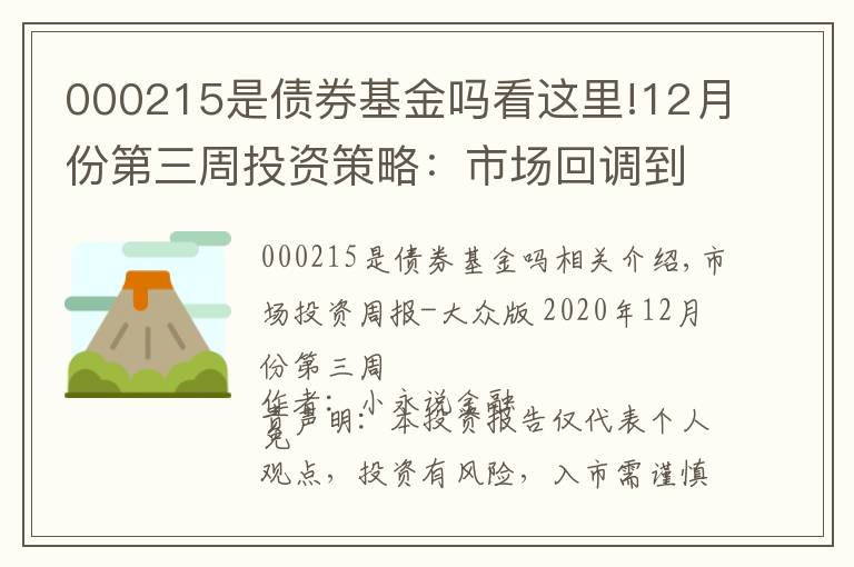 000215是債券基金嗎看這里!12月份第三周投資策略：市場(chǎng)回調(diào)到位，把握階段性行情機(jī)會(huì)