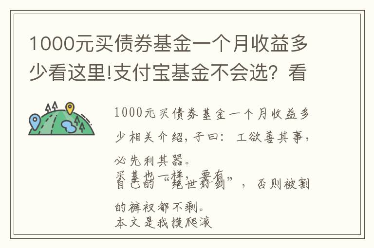 1000元買債券基金一個(gè)月收益多少看這里!支付寶基金不會(huì)選？看我這篇就夠了