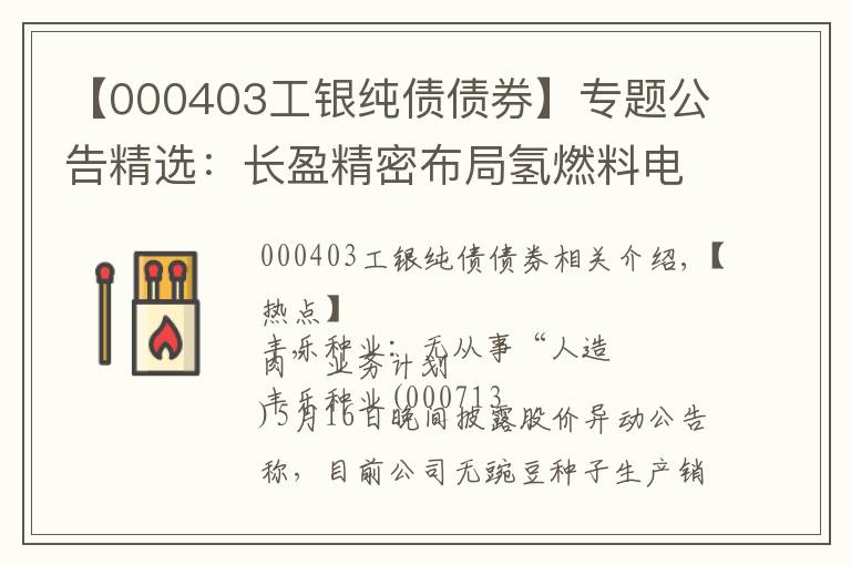 【000403工銀純債債券】專題公告精選：長盈精密布局氫燃料電池金屬極板；國?？萍伎毓晒蓶|將變更為中電國睿