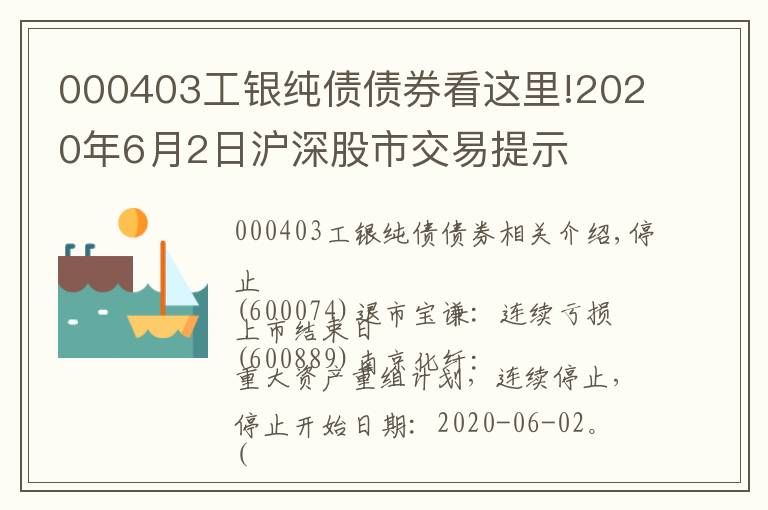 000403工銀純債債券看這里!2020年6月2日滬深股市交易提示