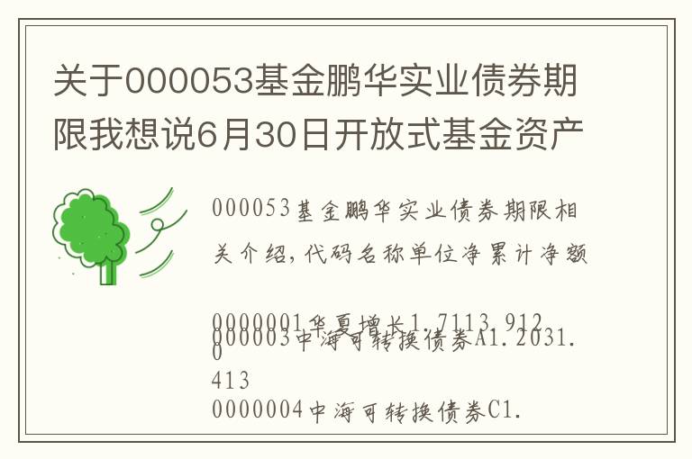 關(guān)于000053基金鵬華實(shí)業(yè)債券期限我想說6月30日開放式基金資產(chǎn)凈值日?qǐng)?bào)表