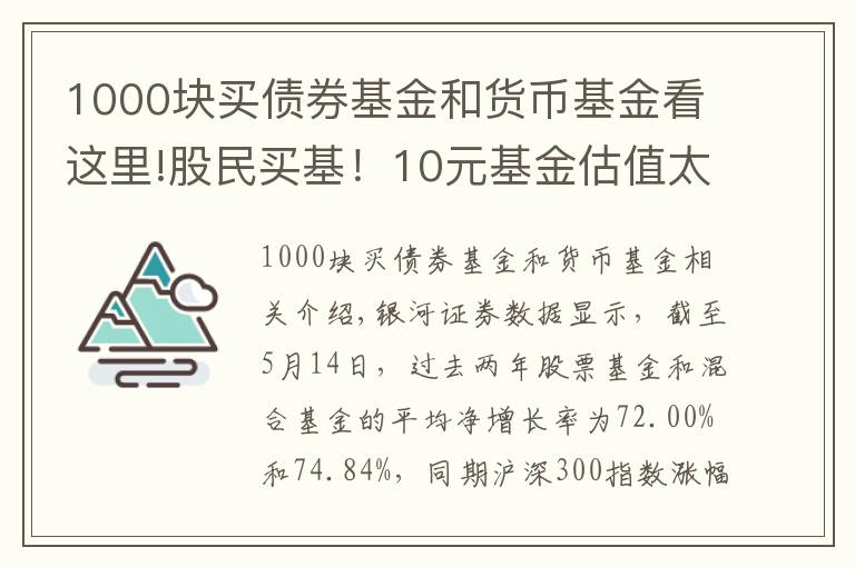 1000塊買債券基金和貨幣基金看這里!股民買基！10元基金估值太高，一元基金更靠譜？