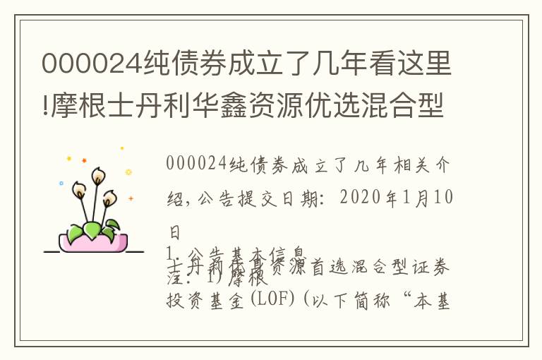 000024純債券成立了幾年看這里!摩根士丹利華鑫資源優(yōu)選混合型證券投資基金(LOF)2019年收益分配公告