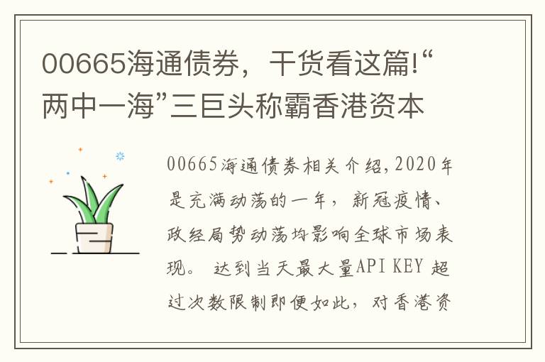 00665海通債券，干貨看這篇!“兩中一?！比揞^稱霸香港資本市場 中金海通（00665）雄踞保薦承銷榜首