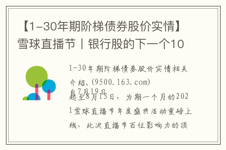 【1-30年期階梯債券股價實情】雪球直播節(jié)丨銀行股的下一個10年